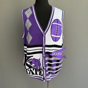 Vintage Birch Bros. K State football sweater vest - Kansas - purple - size M